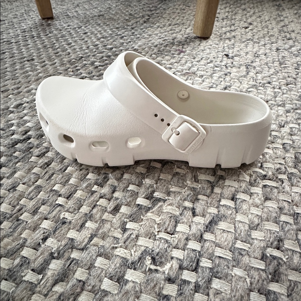 Birkenstock Slide on Clog with Strap in Eggshell (Birki Flow) - Picture 13 of 15